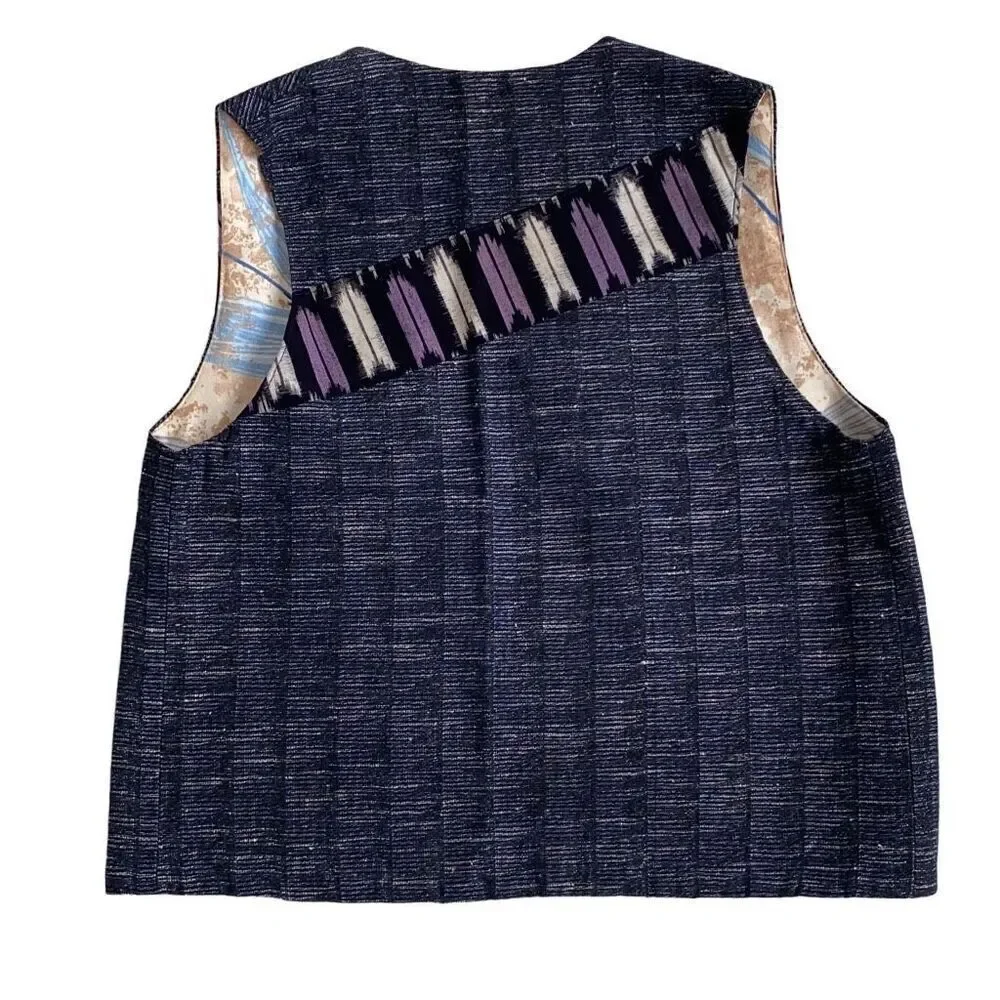 VTG OOAK Handmade Reversible Vest Bird Of Paradise- Tribal Mixed Prints EUC XS-S - Picture 2 of 7